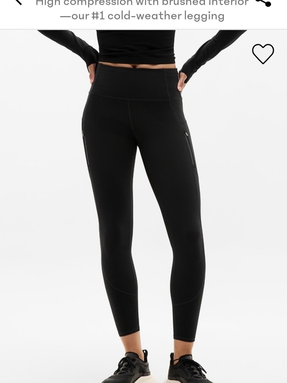 Athleta Rainier High Rise Black  Leggings Size M Worn Once